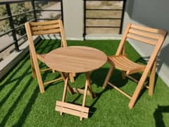 Wooden folding Chairs and Table Folding Set 2 Chairs and 1 Table