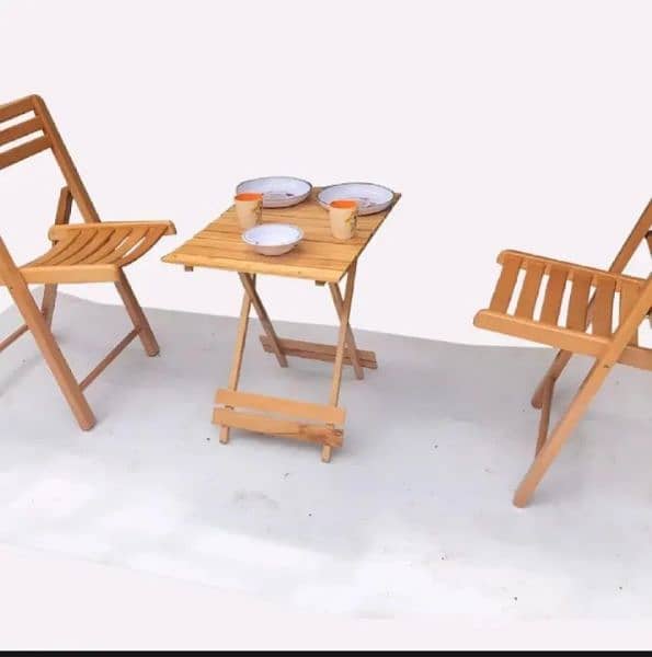 Wooden folding Chairs and Table Folding Set 2 Chairs and 1 Table 3