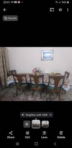 8-Seater Glass top Dining Table with Wooden Base. DHA Karachi