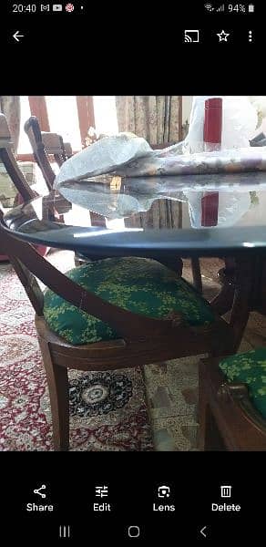 8-Seater Glass top Dining Table with Wooden Base. DHA Karachi 1