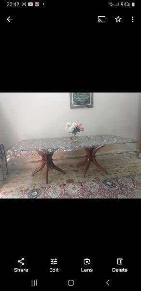 8-Seater Glass top Dining Table with Wooden Base. DHA Karachi 2