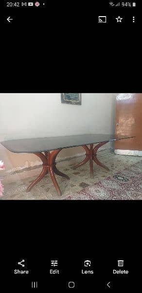 8-Seater Glass top Dining Table with Wooden Base. DHA Karachi 3