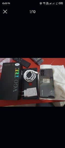 VGO TEL NOTE 23 WITH COMPLETE BOX AND CHARGER 8gb RAM _256GB ROM 9