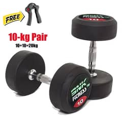 Pair Of 10 kg (10+10)  Top Quality Home Gym Exercise Dumbblls Pair 0