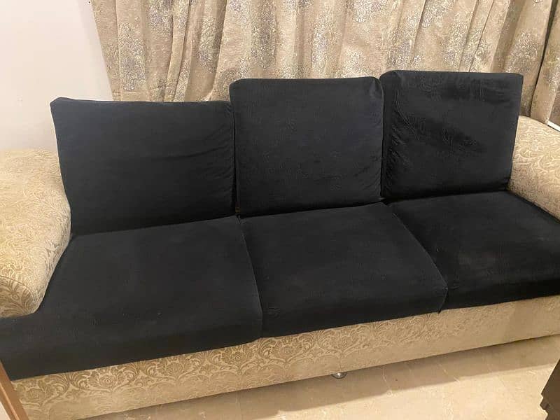 valvet black 5 seater sofa set 3