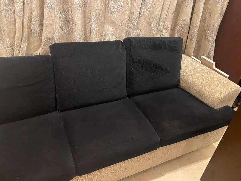 valvet black 5 seater sofa set 4