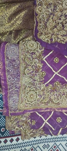 Elegant Purple Bridal Dress Handcrafted Antique Embroidery from Multan 4