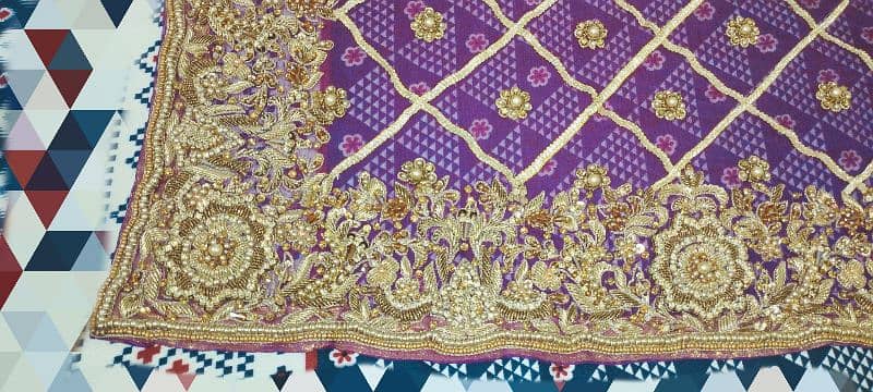 Elegant Purple Bridal Dress Handcrafted Antique Embroidery from Multan 5