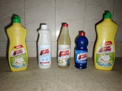 Liquid dishwash, bleach, neel, toilet cleaner