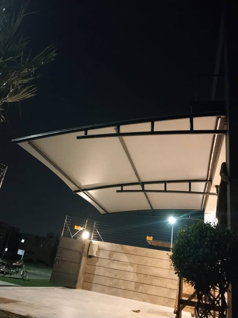 Tensile Car Parking Sheds | Wall Mounted Shades | PVC Fabric Tensile 1