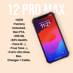 Water pack 12 Pro Max, 256 GB, Factory Unlocked, 100% All Ok.