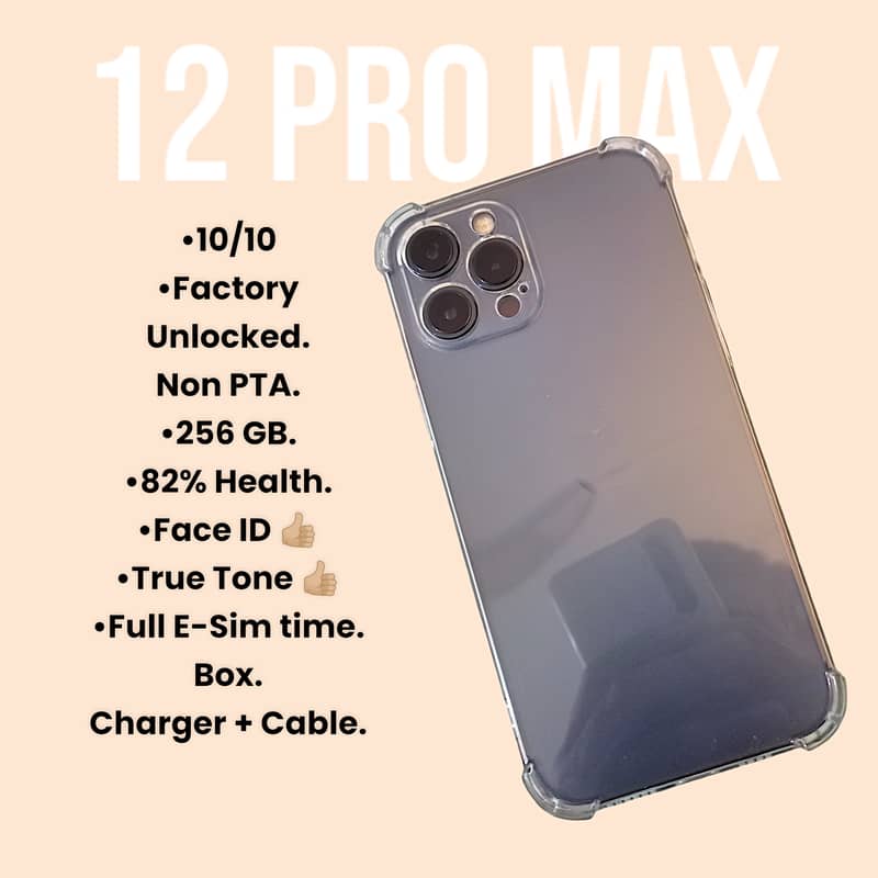 Water pack 12 Pro Max, 256 GB, Factory Unlocked, 100% All Ok. 2