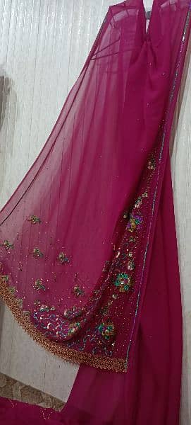 dark pink saree with multiple shading embroidery and with stone work 1