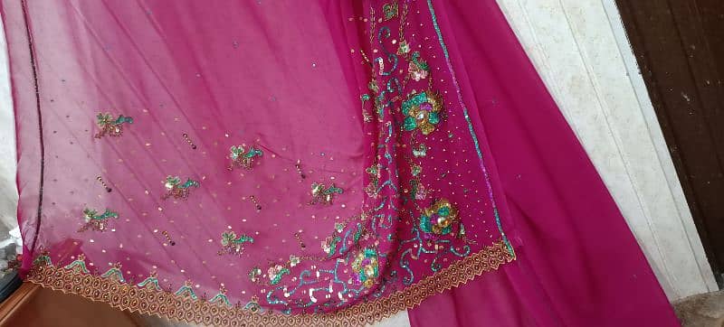 dark pink saree with multiple shading embroidery and with stone work 2