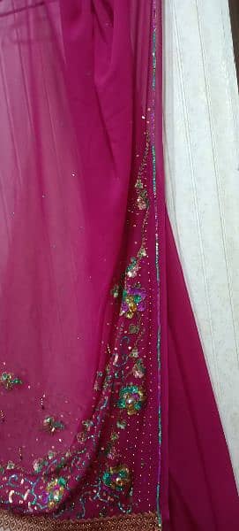 dark pink saree with multiple shading embroidery and with stone work 3