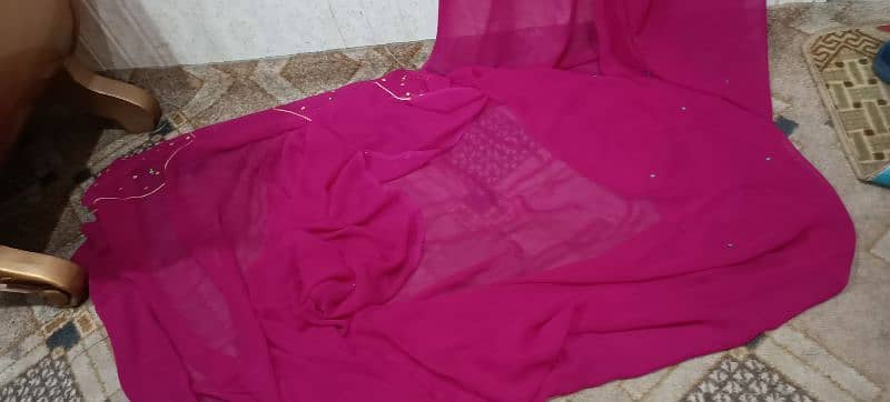 dark pink saree with multiple shading embroidery and with stone work 4