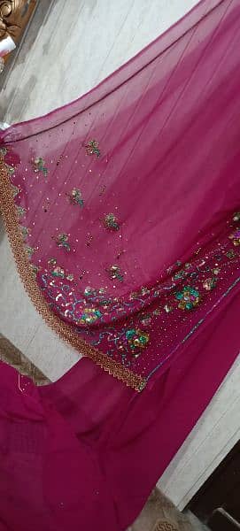 dark pink saree with multiple shading embroidery and with stone work 5