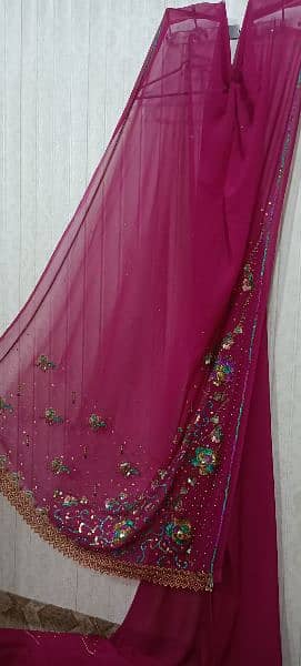 dark pink saree with multiple shading embroidery and with stone work 6