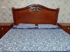 Double bed with 2 side tables and mattress