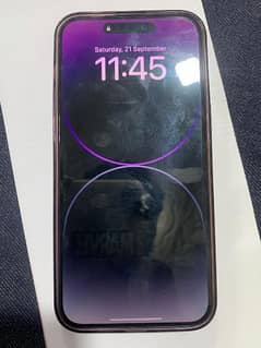 I phone 14 pro max 256gb candishan 10 with box and cabil