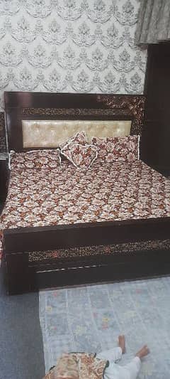 sale bed with side table and dressing