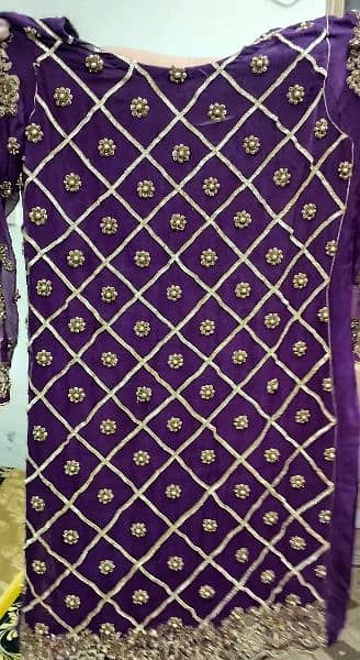 Elegant Purple Bridal Dress Handcrafted Antique Embroidery from Multan 3