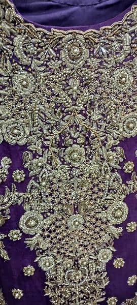 Elegant Purple Bridal Dress Handcrafted Antique Embroidery from Multan 2