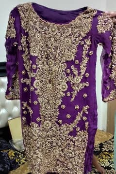 Elegant Purple Bridal Dress Handcrafted Antique Embroidery from Multan