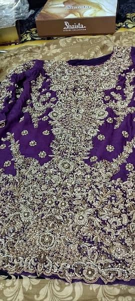 Elegant Purple Bridal Dress Handcrafted Antique Embroidery from Multan 1