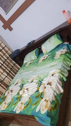 King Size Bed along wooden Dressing Table 0