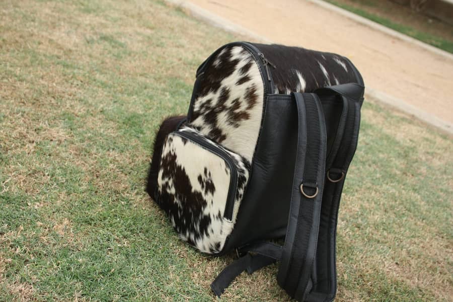 Handmade Cowhide backpack hair on bag Real Leather back pack 7