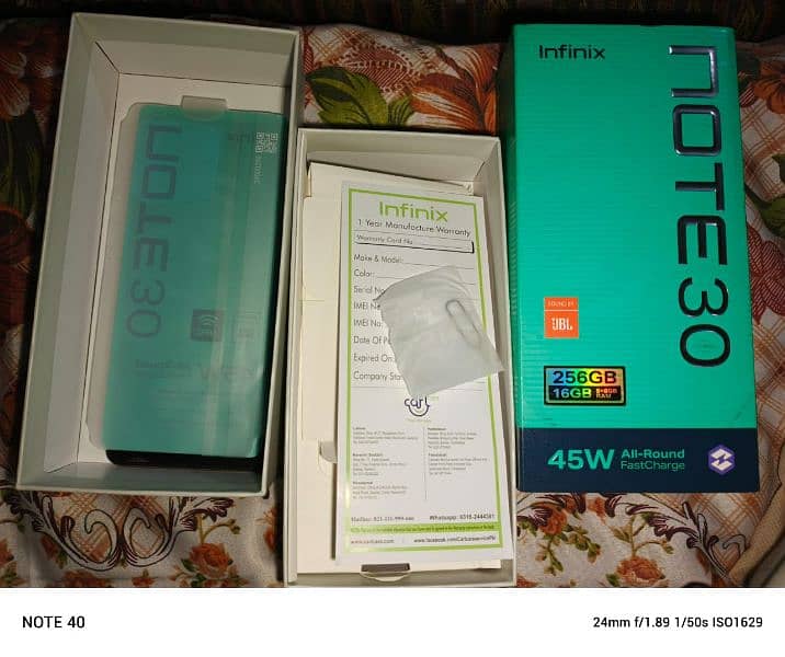 condition10/10/ complete box note 30 infinix 5