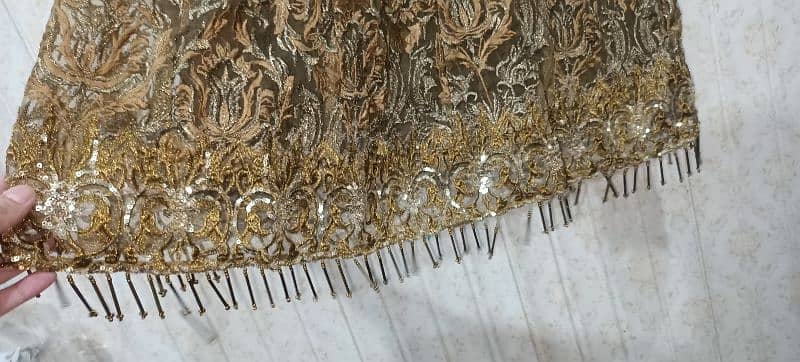 stitched golden colour dress without doupata, thread work embroidary 2