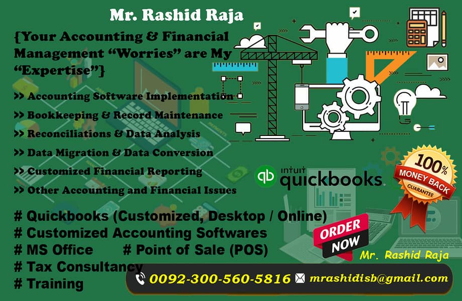 I provide QuickBooks Accounting Software,  Cloud networking, GST Tax 0