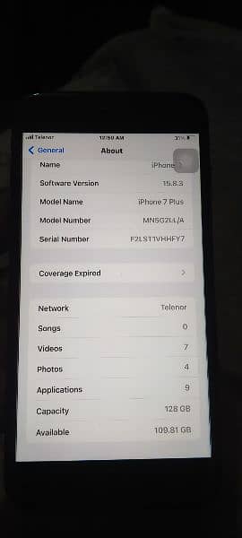 IPHONE 7PLUS PTA APPROVED 128GB 9