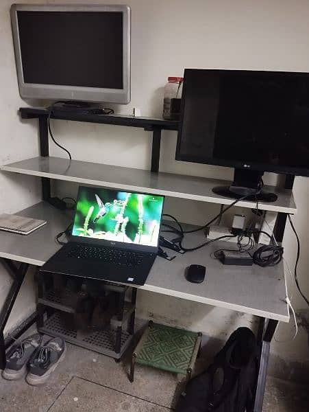 Wooden Computer Table with Iron Frame. 0