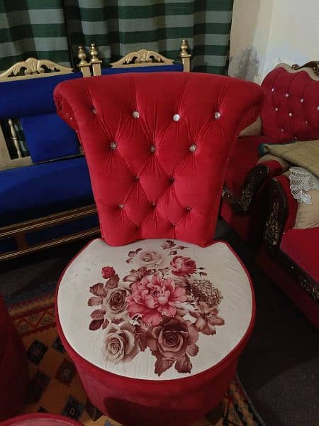 Red Long Sofa chairs with Table 1