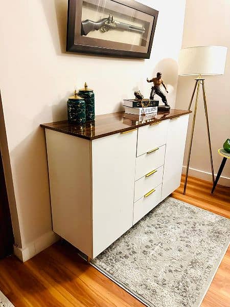 Modern style console with drawers and cabinets 0