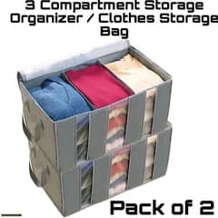 3 Compartment Storage organizers Grey pack 2