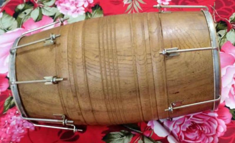 Premium Quality Wooden Filmi Dholak wirh brass clips and bag 1