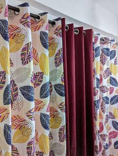 3 pcs Cotton Printed Curtains