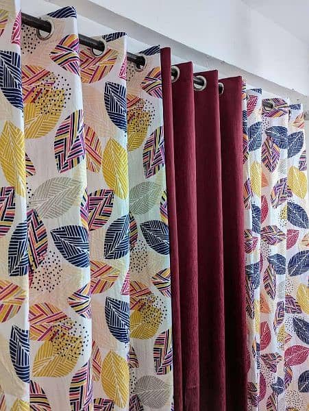 3 pcs Cotton Printed Curtains 0