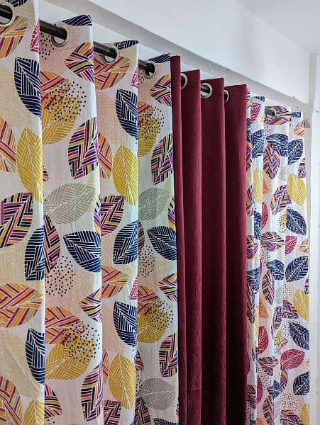 3 pcs Cotton Printed Curtains 1