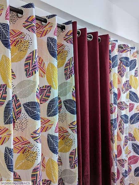 3 pcs Cotton Printed Curtains 2