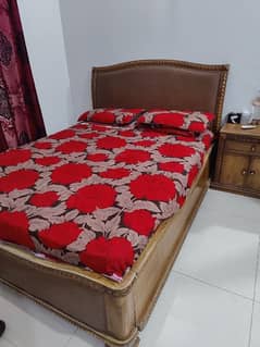 Queen Size Bed set with dressing, side table and Spring Mattress