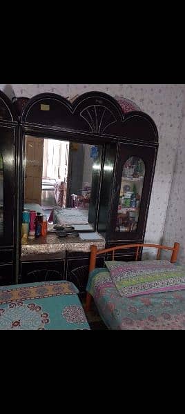 wooden bed dressing table and cupboard 2