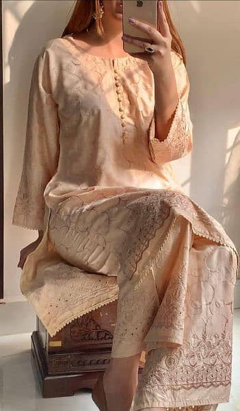 2 Piece women's stitched chikankari suit 1