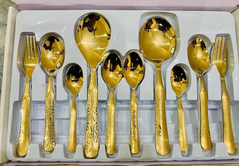 29 pcs Golden Cutlery Sets 03304650903 whatsapp Contact 4