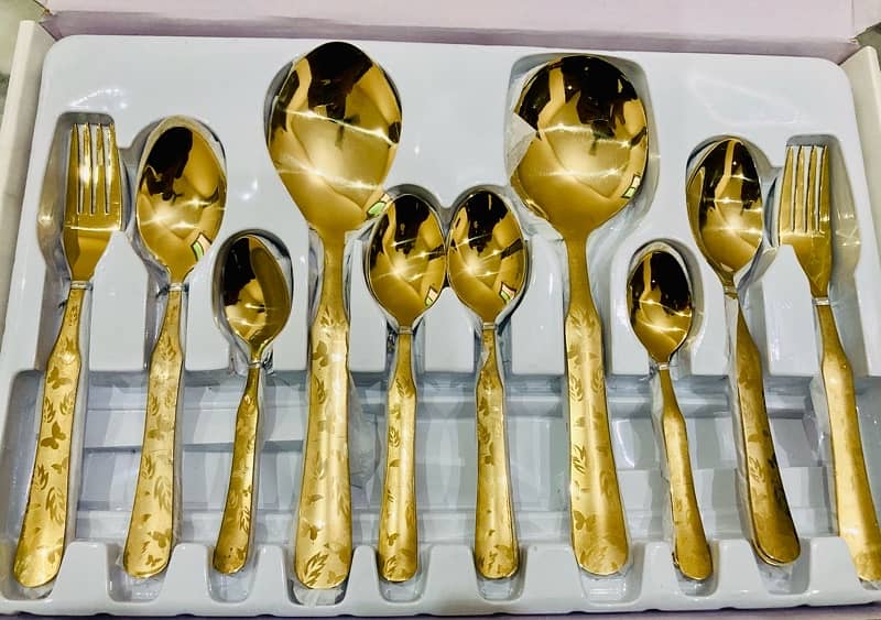 29 pcs Golden Cutlery Sets 03304650903 whatsapp Contact 5