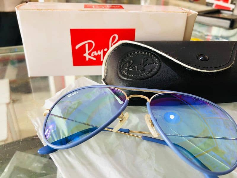 Brand New Ray. Ban sunglasses color green and blue with branded box 6